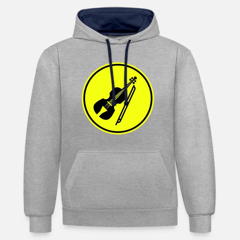 Symbole de l’icône du violon - Sweat à capuche contrasté - gris chiné/bleu marine