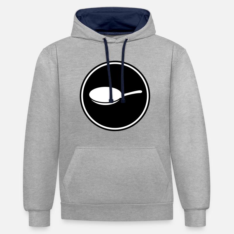 Icône Pan - Sweat à capuche contrasté - gris chiné/bleu marine