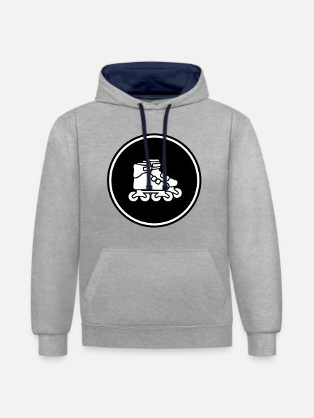 Inline skates symbol - Kontrast-Hoodie - Grau meliert/Navy