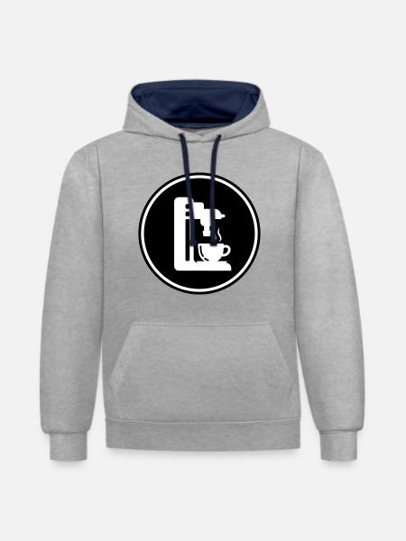Coffee machine symbol - Contrast hoodie - heather grey/navy