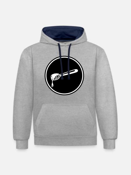 Stick chisel symbol beekeeper - Contrast hoodie - heather grey/navy