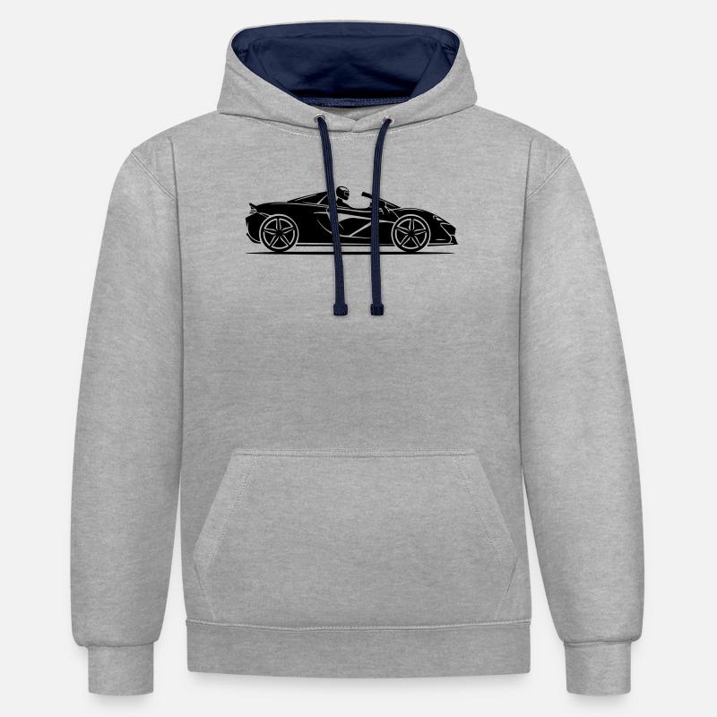 Symbole de la voiture cabriolet - Sweat à capuche contrasté - gris chiné/bleu marine