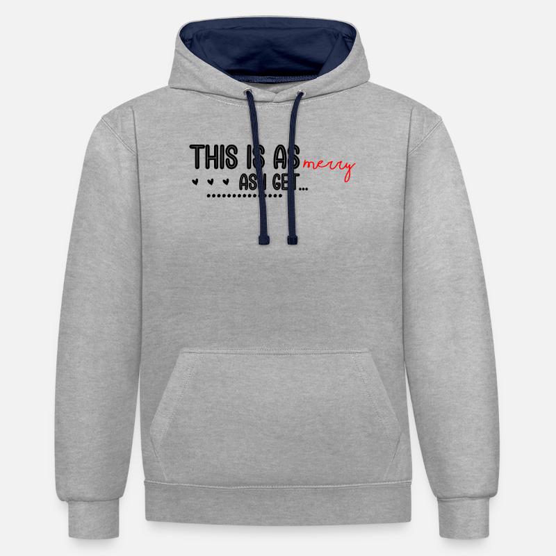 Logo Joyeux Rouge Script Sur Noir - Sweat à capuche contrasté - gris chiné/bleu marine