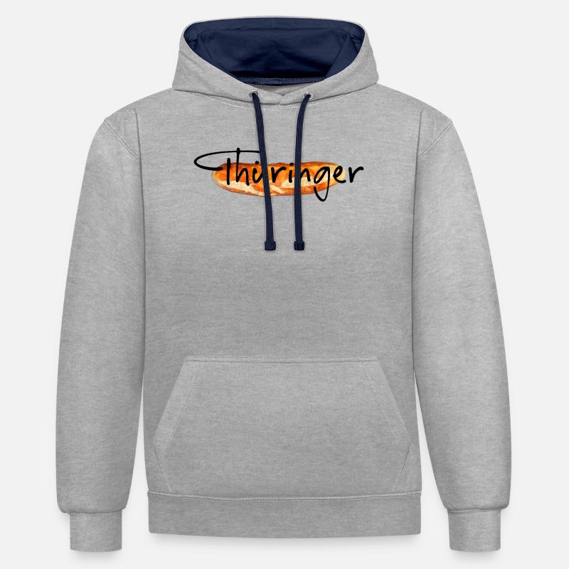 Bratwurst de Thuringe - Sweat à capuche contrasté - gris chiné/bleu marine