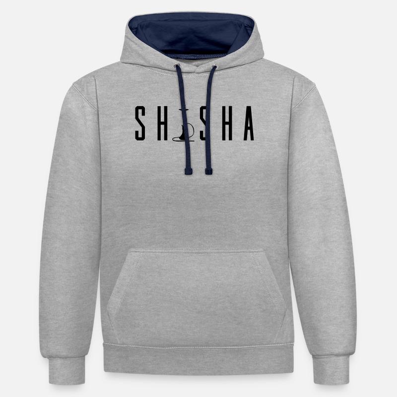 Narguilé - Sweat à capuche contrasté - gris chiné/bleu marine