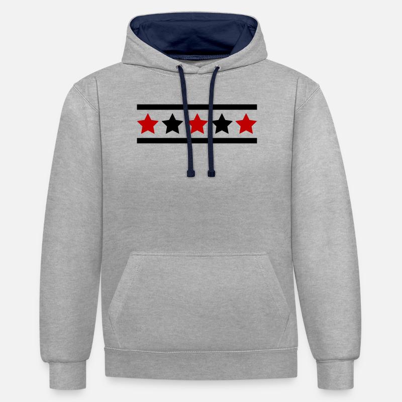 Star Pattern - Contrast hoodie - heather grey/navy