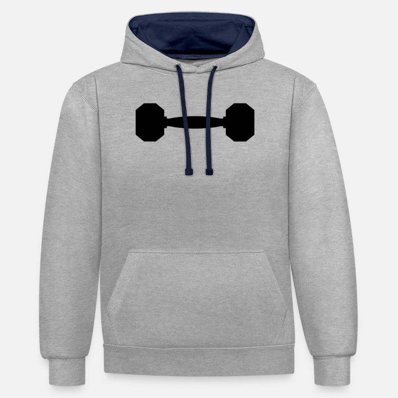 Haltère - Sweat à capuche contrasté - gris chiné/bleu marine