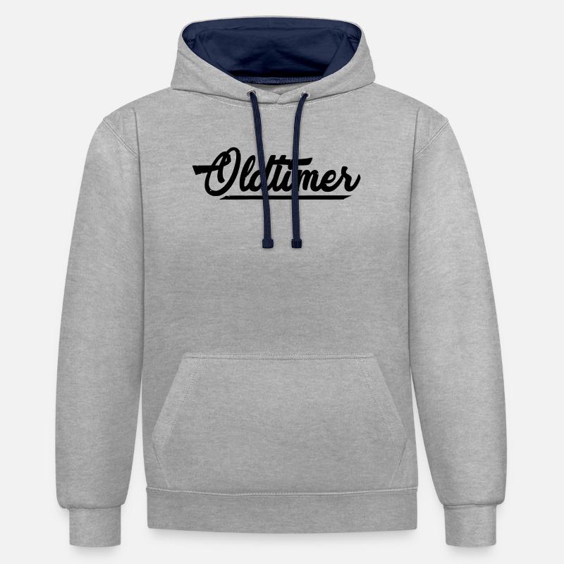 oldtimer - Sweat à capuche contrasté - gris chiné/bleu marine