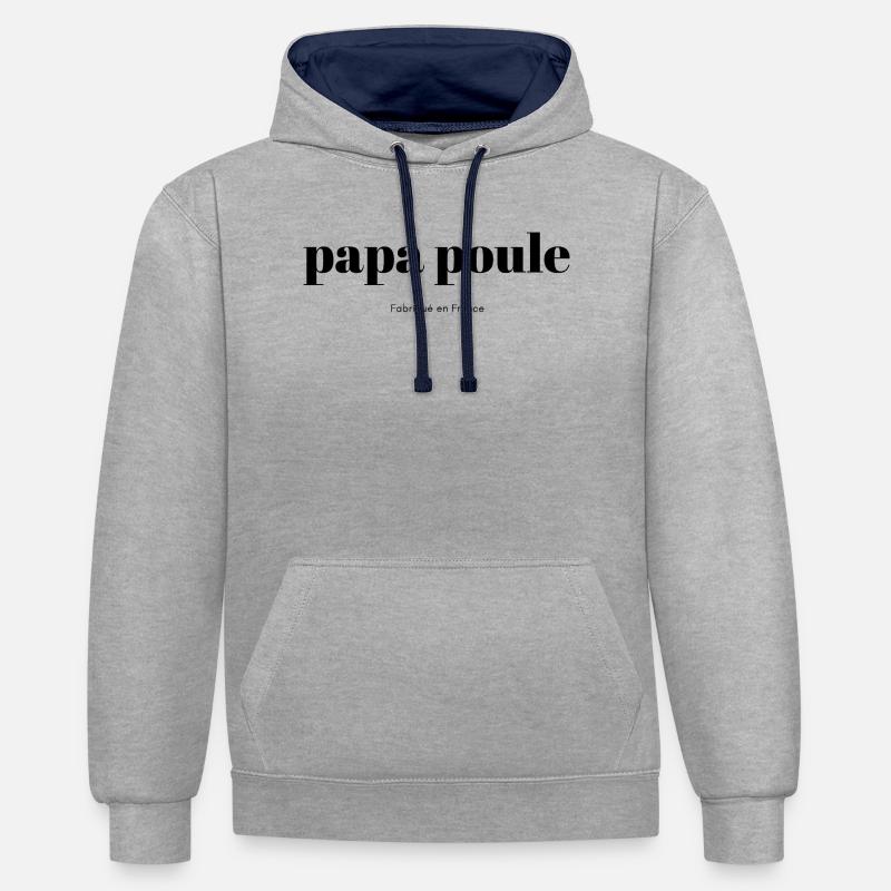 Daddy-Chicken-script - Contrast hoodie - heather grey/navy