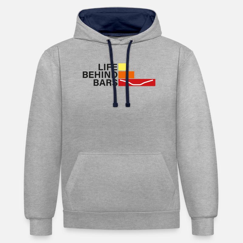LEBEN HINTER GITTERN Leben hinter Hanteln - Kontrast-Hoodie - Grau meliert/Navy
