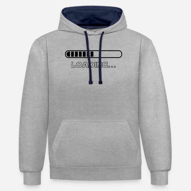loading - Kontrast-Hoodie - Grau meliert/Navy