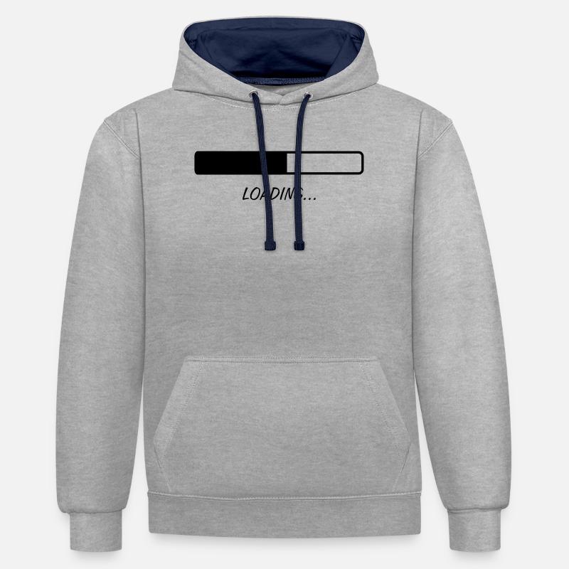 Loading... - Sweat à capuche contrasté - gris chiné/bleu marine