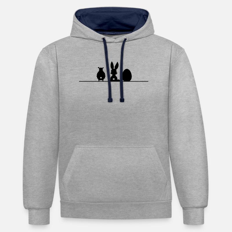 Easter Bunny Sheep Easter Egg Shadow - Contrast hoodie - heather grey/navy