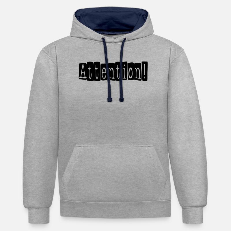 attention - Sweat à capuche contrasté - gris chiné/bleu marine
