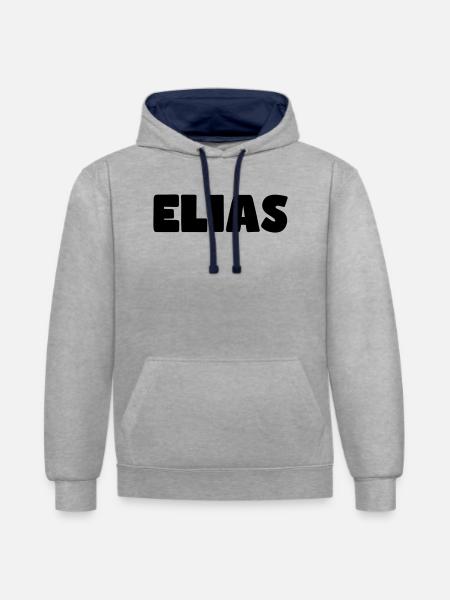 Elias Name - Contrast hoodie - heather grey/navy
