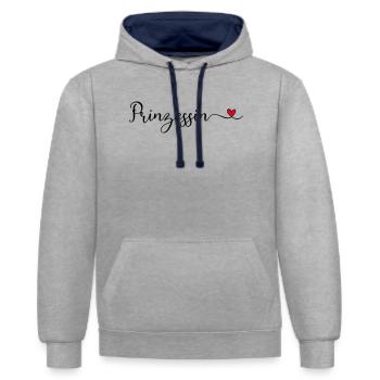 Prinzessin - Kontrast-Hoodie - Grau meliert/Navy - Vorne - Liana (172cm) & Jaron (178cm)