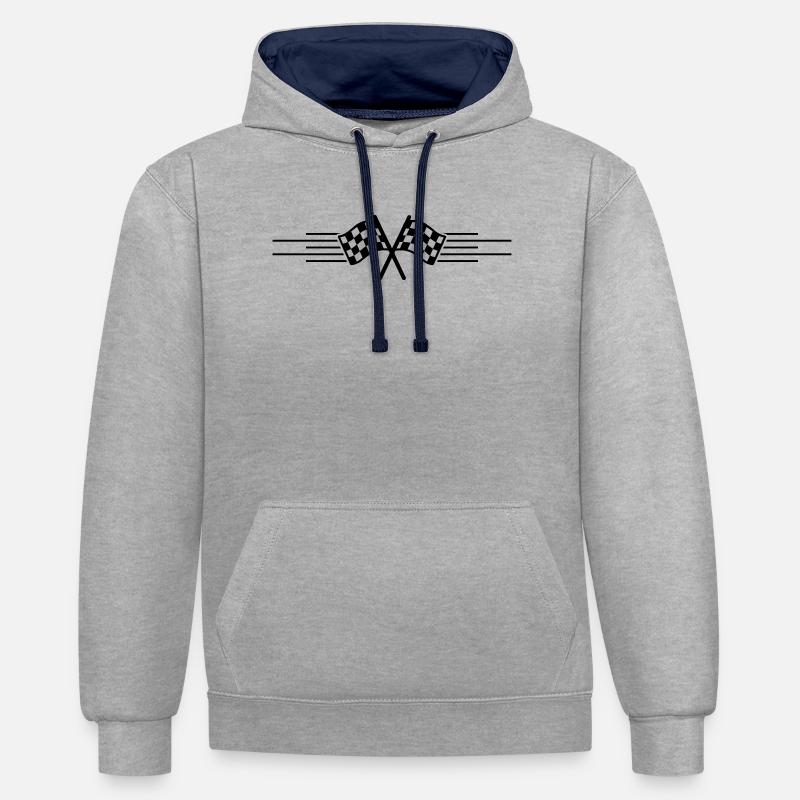 Course de drapeaux de course - Sweat à capuche contrasté - gris chiné/bleu marine
