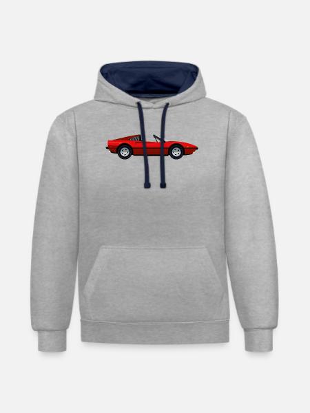 RED SPORTS CAR - Contrast hoodie - heather grey/navy