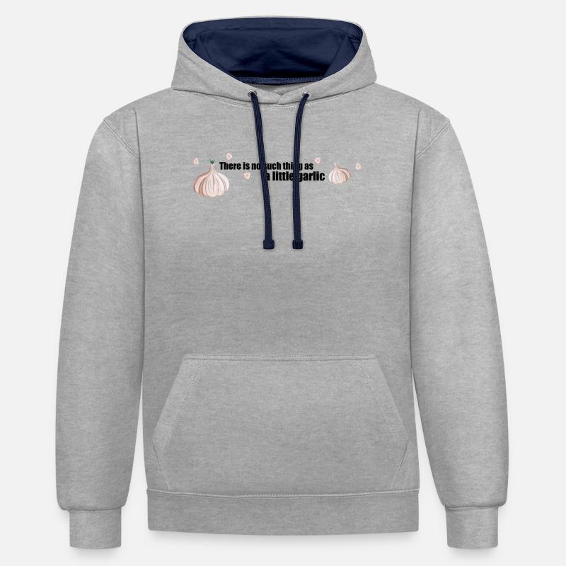 Il n’y a pas d’ail - Sweat à capuche contrasté - gris chiné/bleu marine