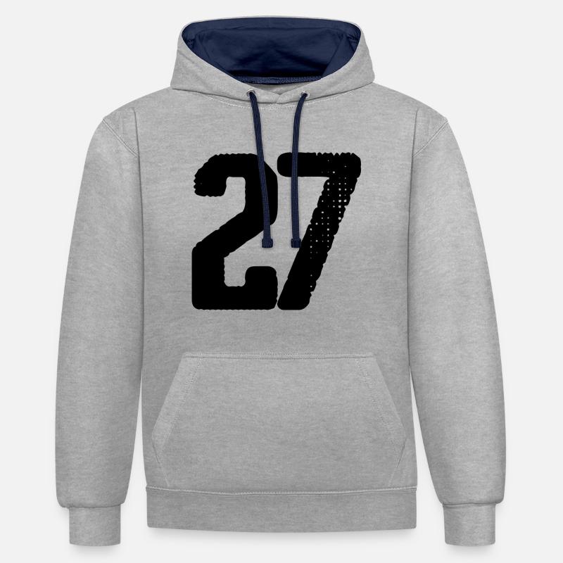 Maillot à 27 chiffres - Sweat à capuche contrasté - gris chiné/bleu marine