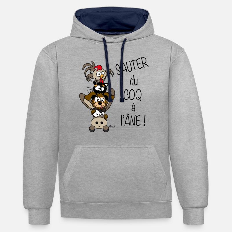 Sauter du Coq à l'Âne - Sweat à capuche contrasté - gris chiné/bleu marine