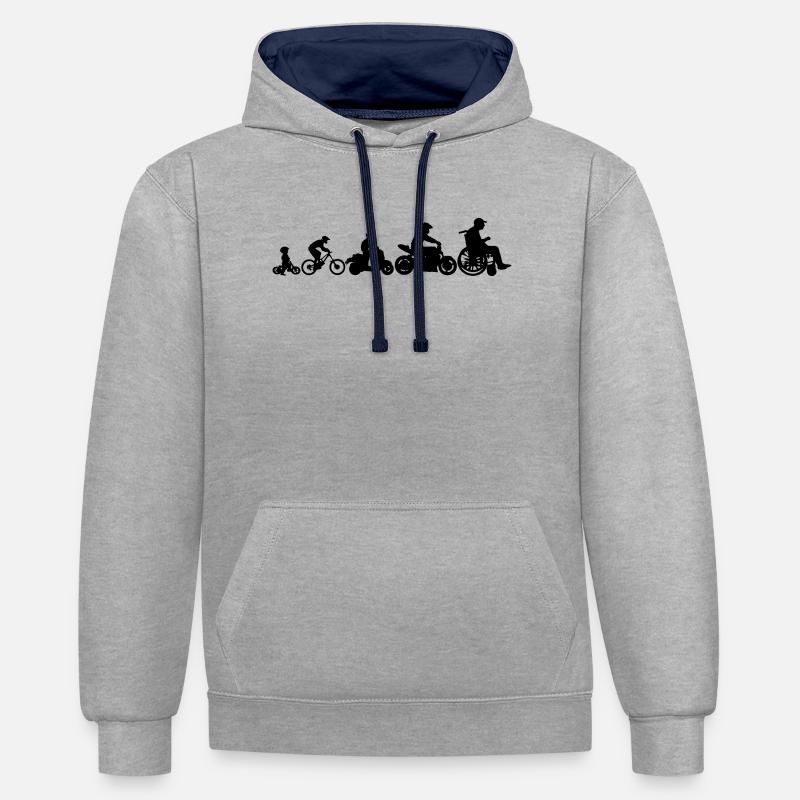 Evolution 2 roues - Sweat à capuche contrasté - gris chiné/bleu marine