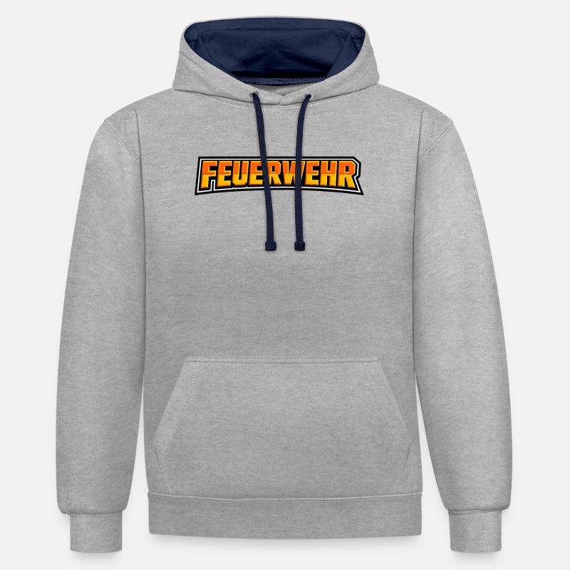 Logo des Fires Flames - Sweat à capuche contrasté - gris chiné/bleu marine