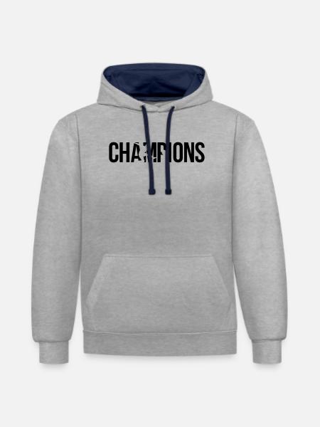 champions - Sweat à capuche contrasté - gris chiné/bleu marine