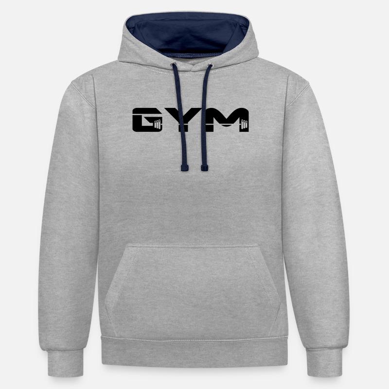 gym musculation - Sweat à capuche contrasté - gris chiné/bleu marine