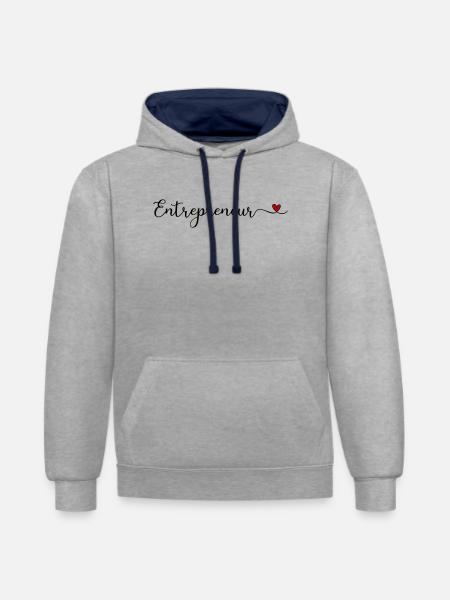 entrepreneur - Sweat à capuche contrasté - gris chiné/bleu marine