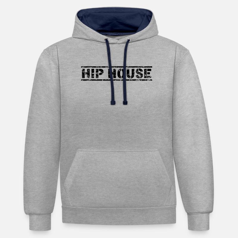 Maison branchée - Sweat à capuche contrasté - gris chiné/bleu marine