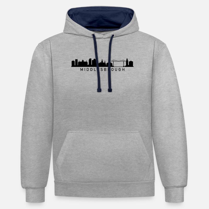 Silhouette de Middlesbrough - Sweat à capuche contrasté - gris chiné/bleu marine