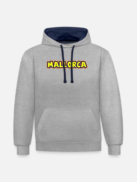 Mallorca Schriftzug - Kontrast-Hoodie - Grau meliert/Navy