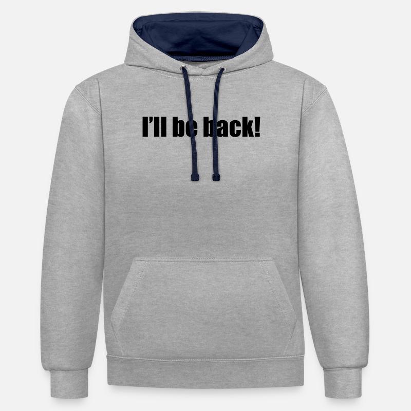 I'll be back | zurück | Arnold - Sweat à capuche contrasté - gris chiné/bleu marine