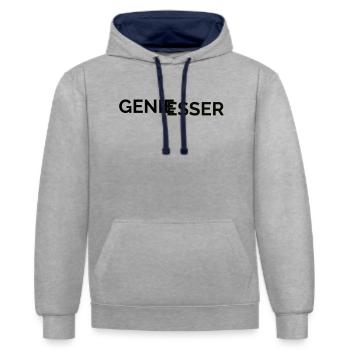 Gourmet - Sweat à capuche contrasté - gris chiné/bleu marine - Devant - Liana (172cm) & Jaron (178cm)