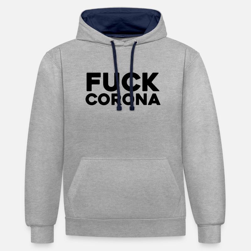 BAISE CORONA - Sweat à capuche contrasté - gris chiné/bleu marine