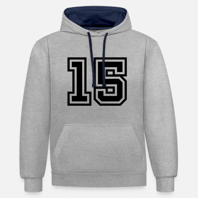 Symbole de 15 chiffres - Sweat à capuche contrasté - gris chiné/bleu marine