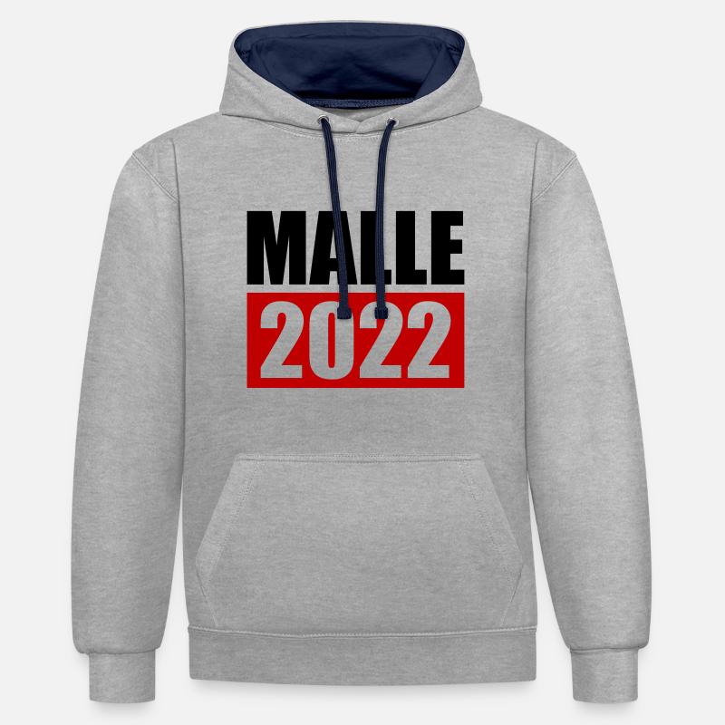 malle 2022 - Sweat à capuche contrasté - gris chiné/bleu marine