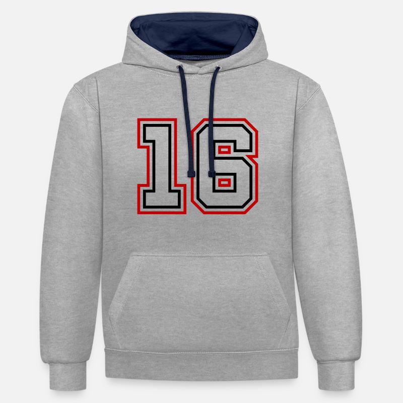 16 Numéro de numéro - Sweat à capuche contrasté - gris chiné/bleu marine