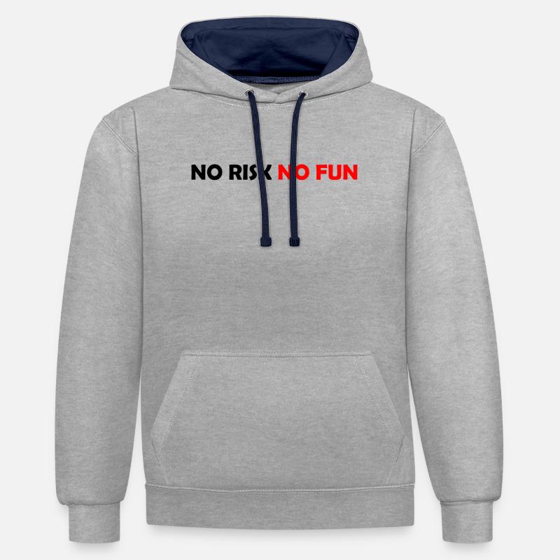 Spiel mutig oder bleib zu Hause - Kontrast-Hoodie - Grau meliert/Navy