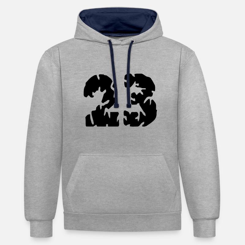 23 Maillot numéro - Sweat à capuche contrasté - gris chiné/bleu marine