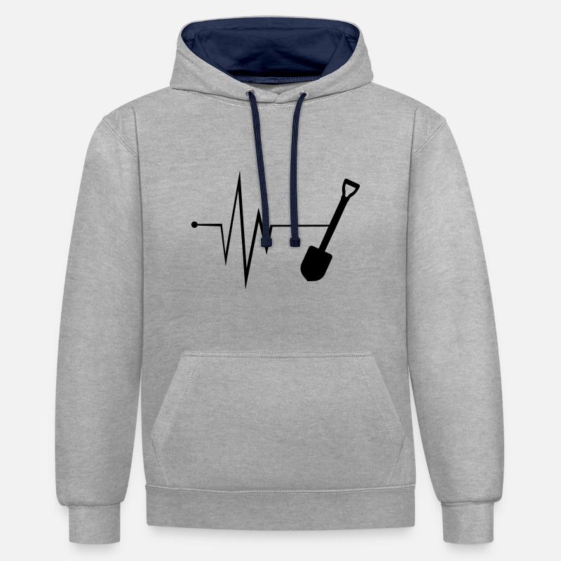 Pelle Pulse Silhouette - Sweat à capuche contrasté - gris chiné/bleu marine