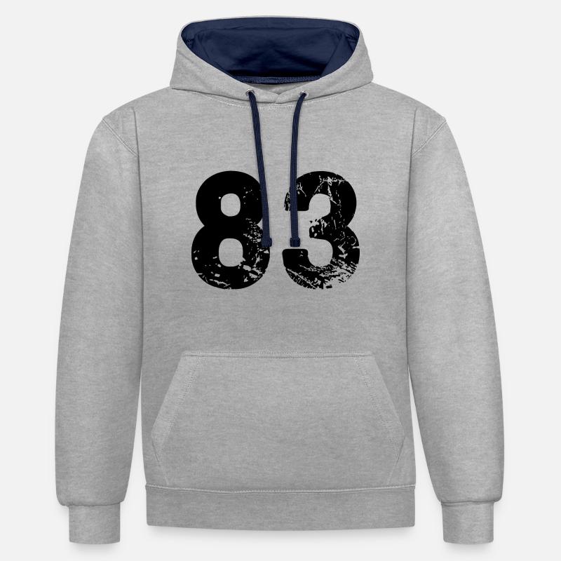Maillot à 83 numéros - Sweat à capuche contrasté - gris chiné/bleu marine
