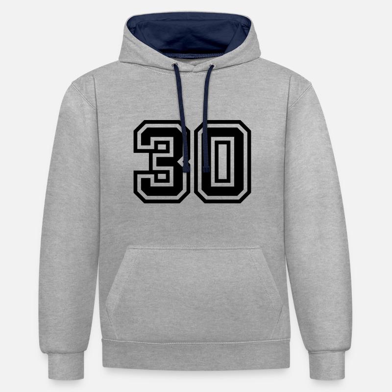 Symbole de 30 chiffres - Sweat à capuche contrasté - gris chiné/bleu marine