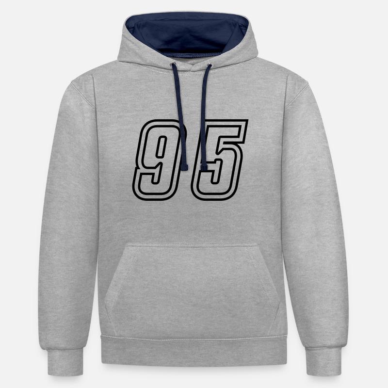 Numéro 95 - Sweat à capuche contrasté - gris chiné/bleu marine