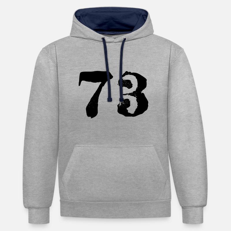 Maillot à 73 numéros - Sweat à capuche contrasté - gris chiné/bleu marine