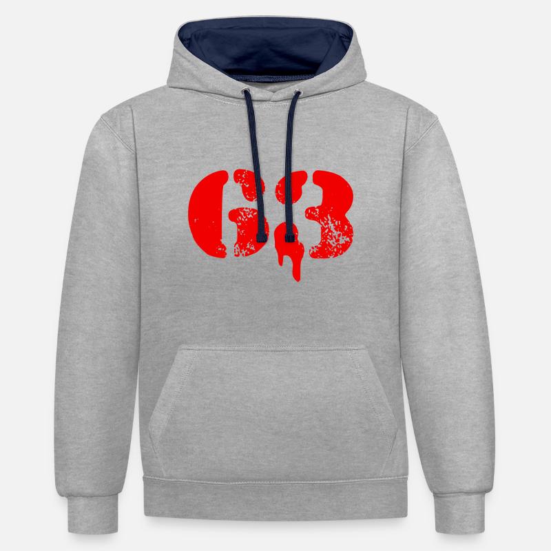 63 Symbole numérique - Sweat à capuche contrasté - gris chiné/bleu marine