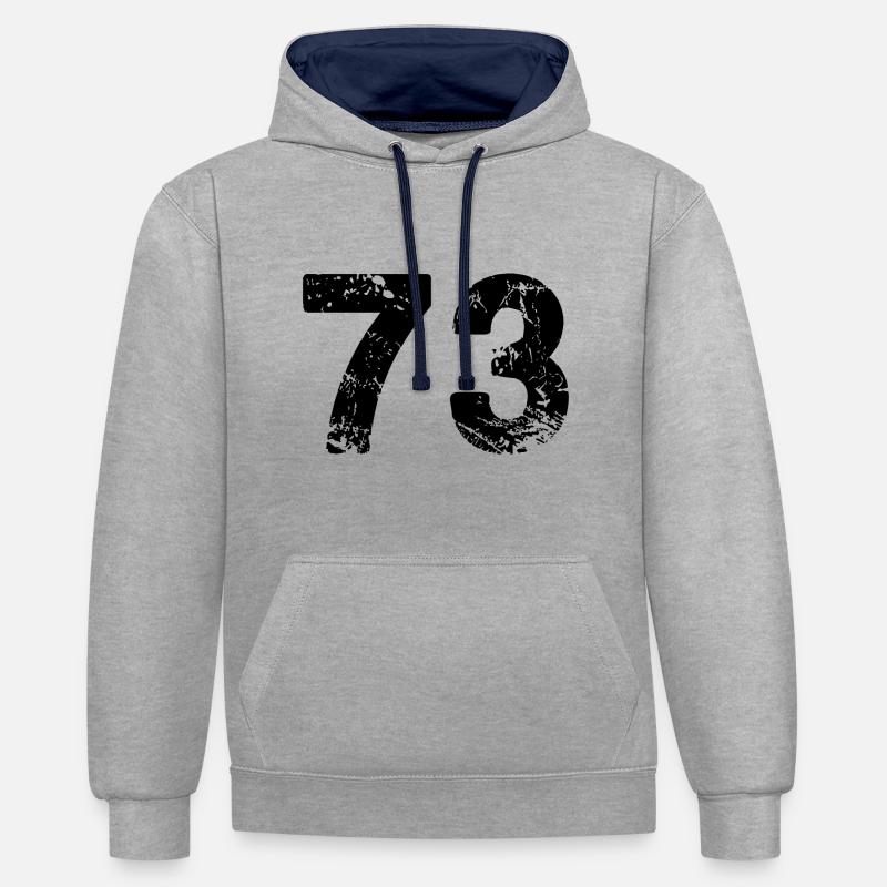 Maillot à 73 numéros - Sweat à capuche contrasté - gris chiné/bleu marine