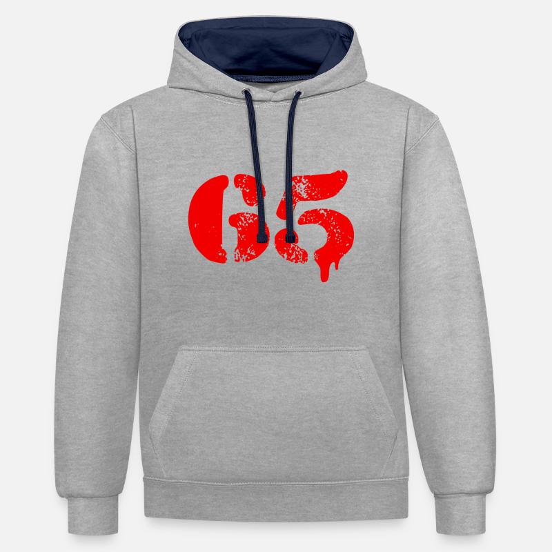 Symbole numérique 65 - Sweat à capuche contrasté - gris chiné/bleu marine