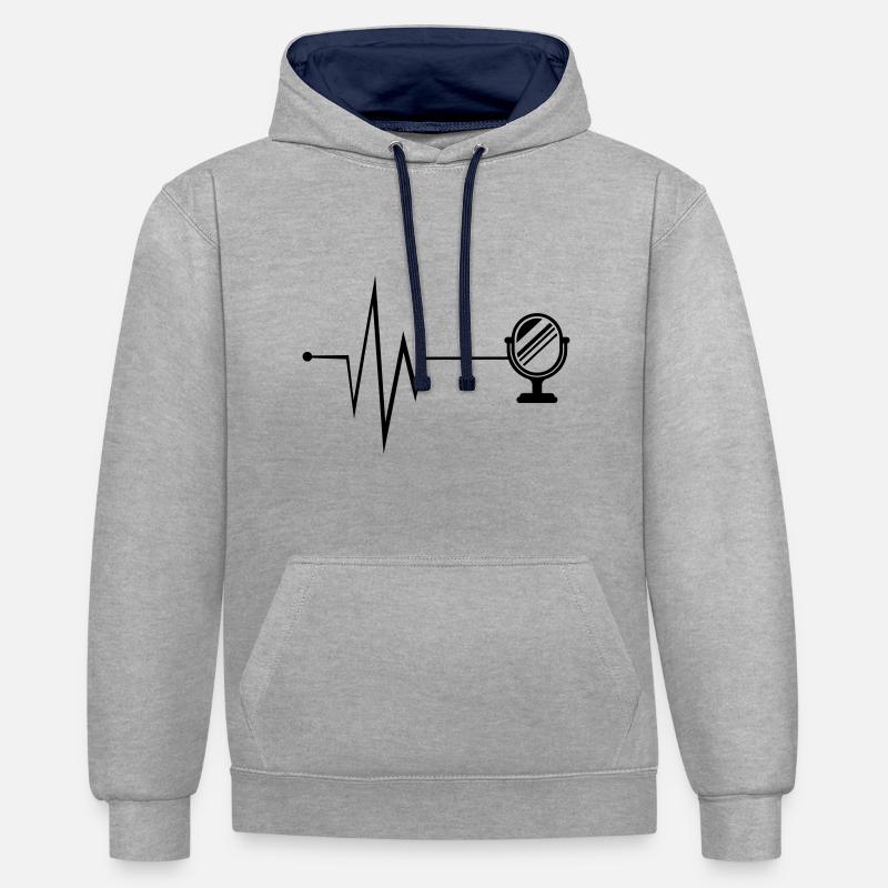 Icône miroir Pulse - Sweat à capuche contrasté - gris chiné/bleu marine
